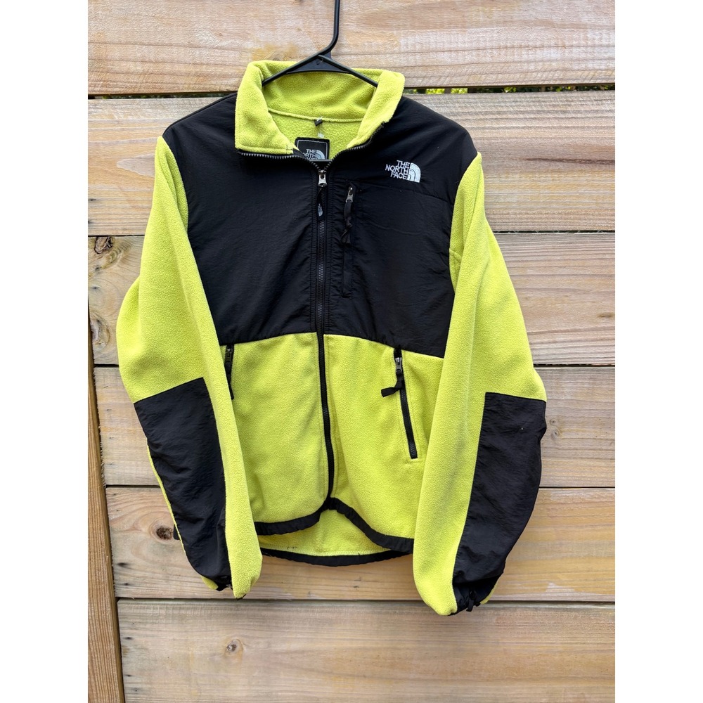 The North Face Denali Fleece Jacket Neon Yellow Black Colorblock Womens Large